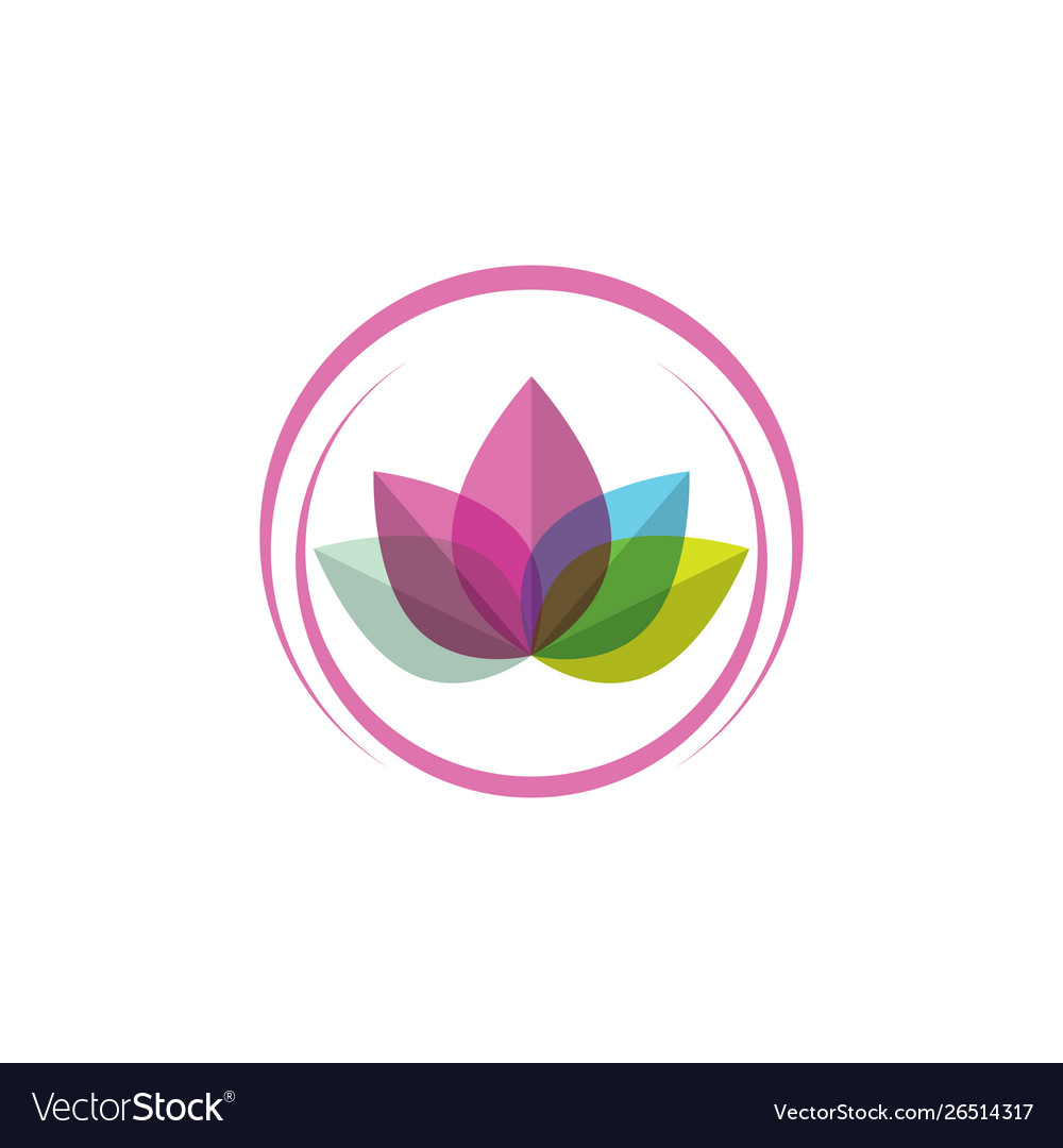 Lotus flower in flat style pink and green color Vector Image