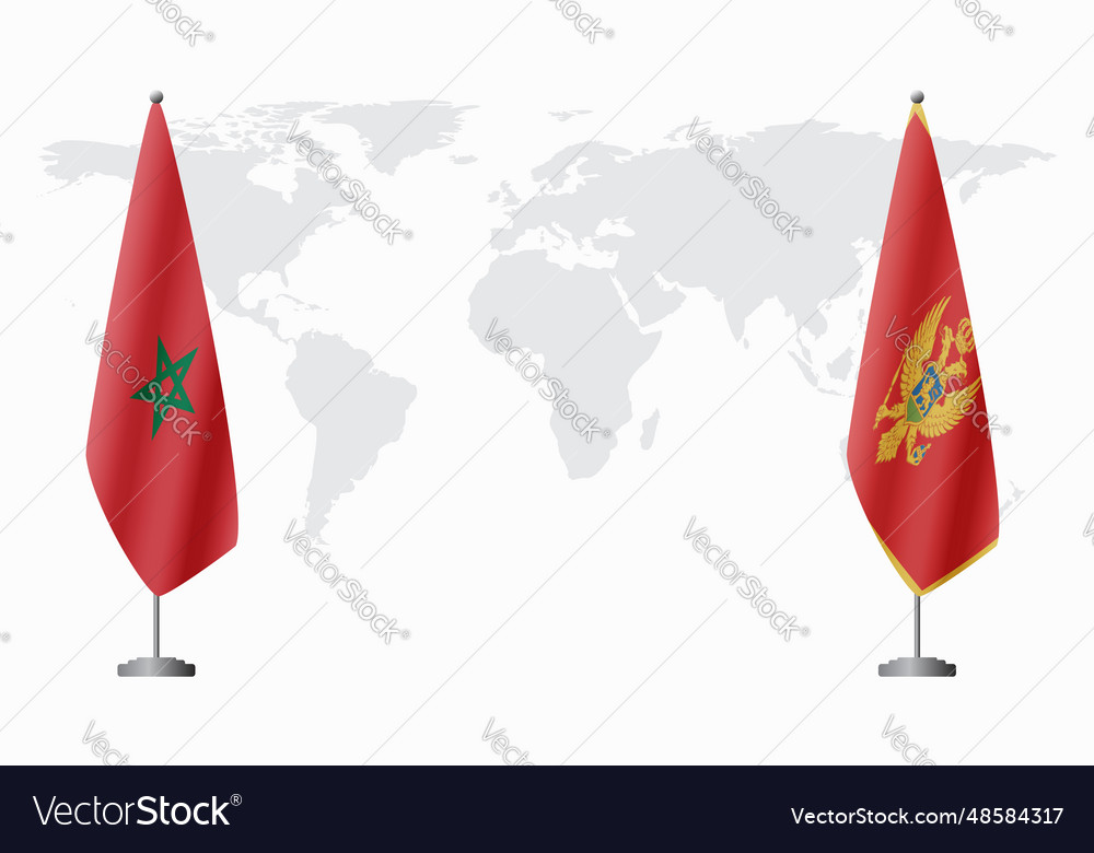 Morocco and montenegro flags for official meeting