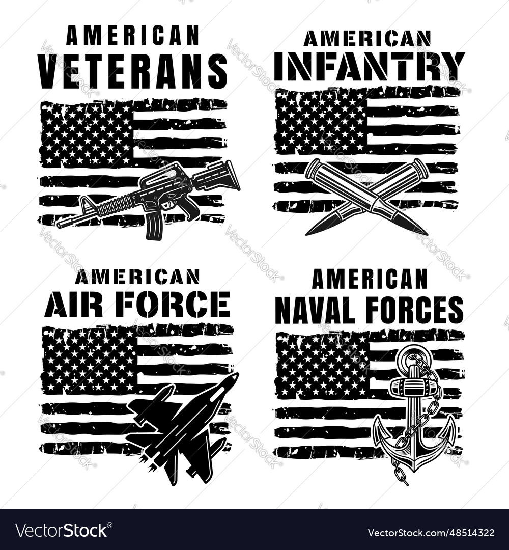 American forces set of in Royalty Free Vector Image