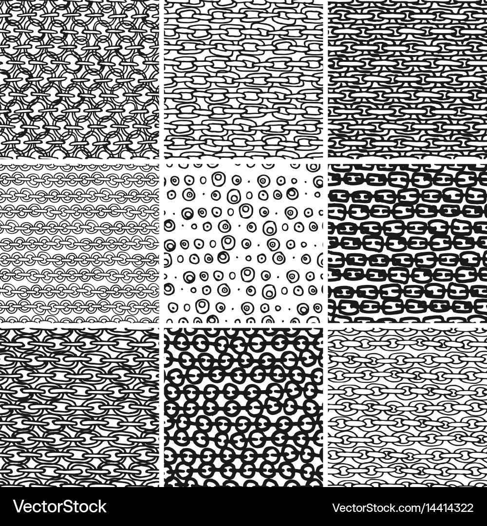 Decorative hand drawn seamless patterns Royalty Free Vector