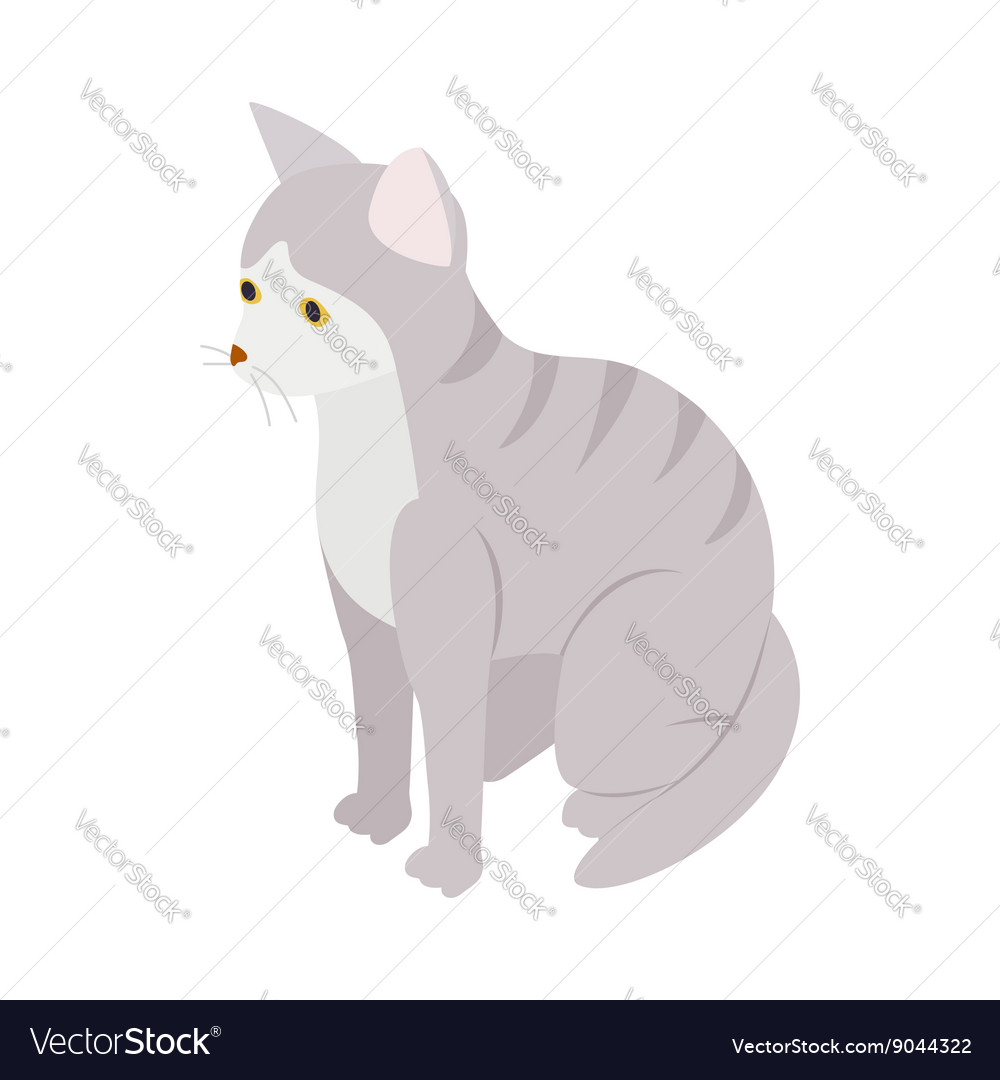 Gray cat icon in flat style Royalty Free Vector Image