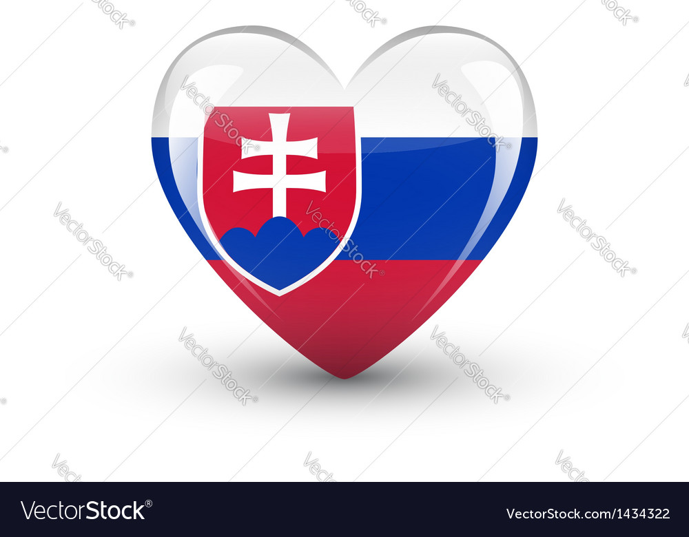 Heart-shaped icon with national flag of slovakia Vector Image