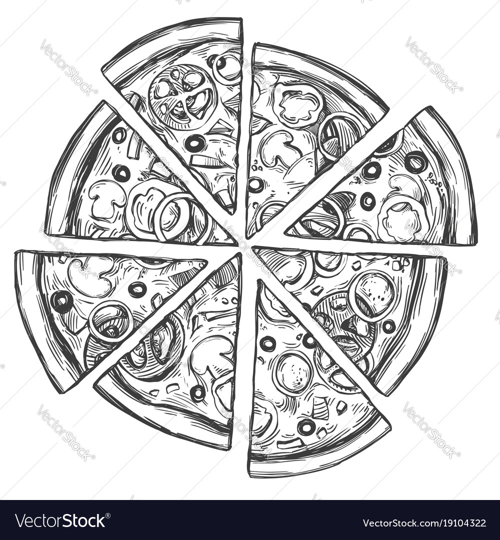 Italian pizza design template hand drawn Vector Image