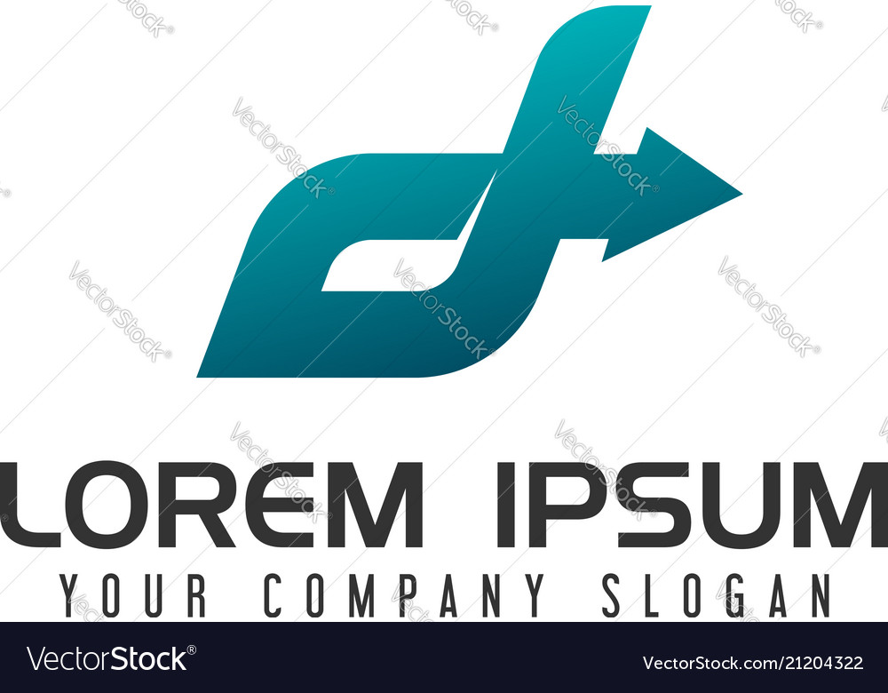 Modern letter d with arrow logo design concept