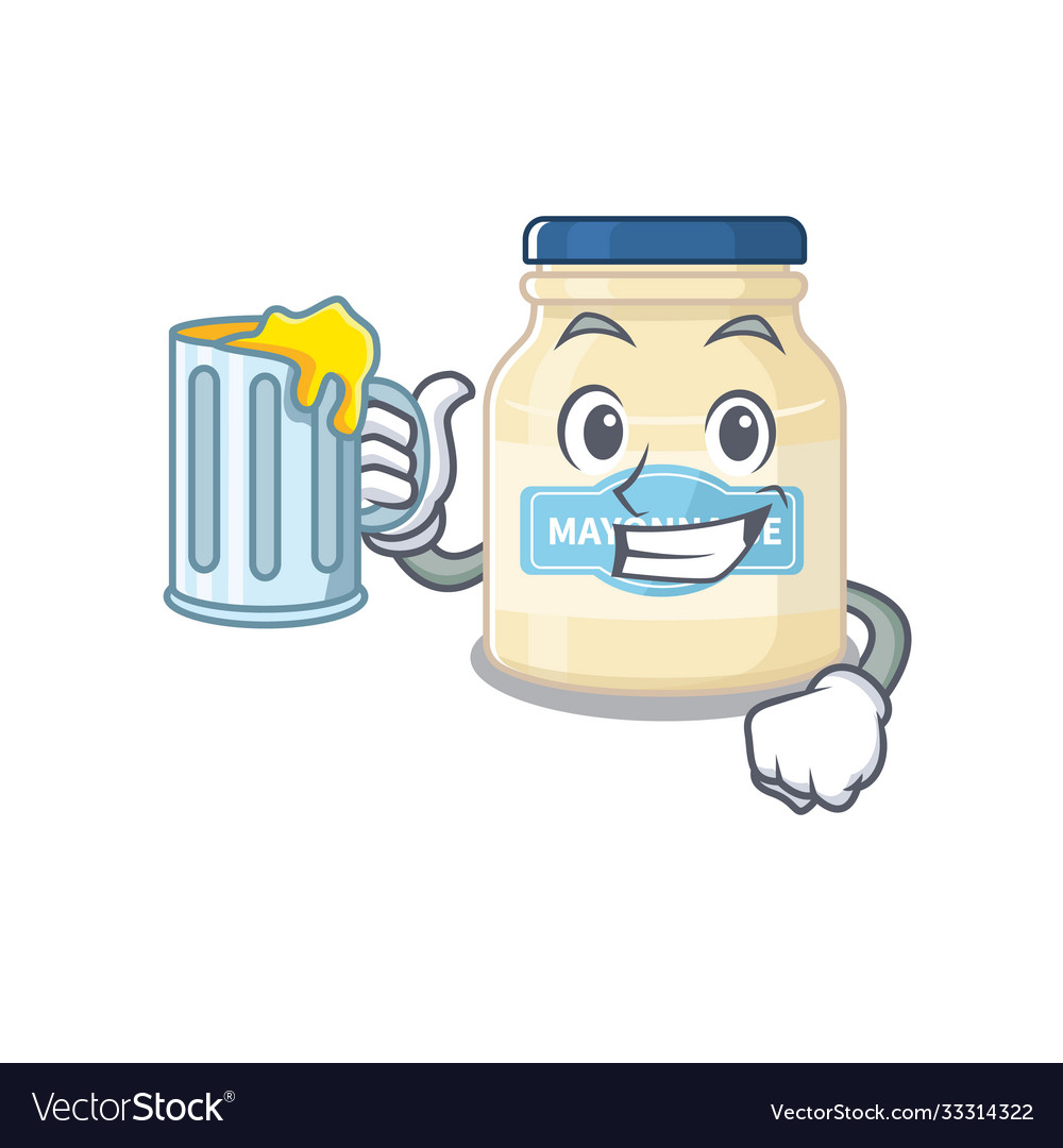 Smiley mayonnaise mascot in design with a big Vector Image