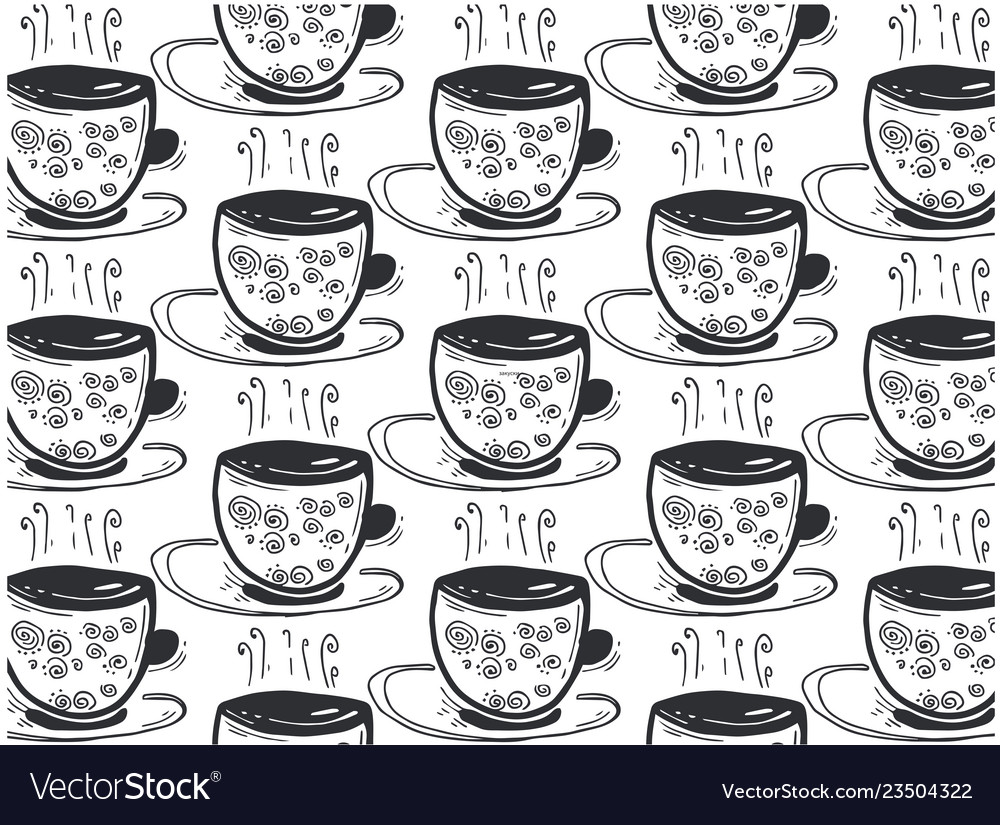 Tea Cups Tea Time On A White Background Royalty Free Vector