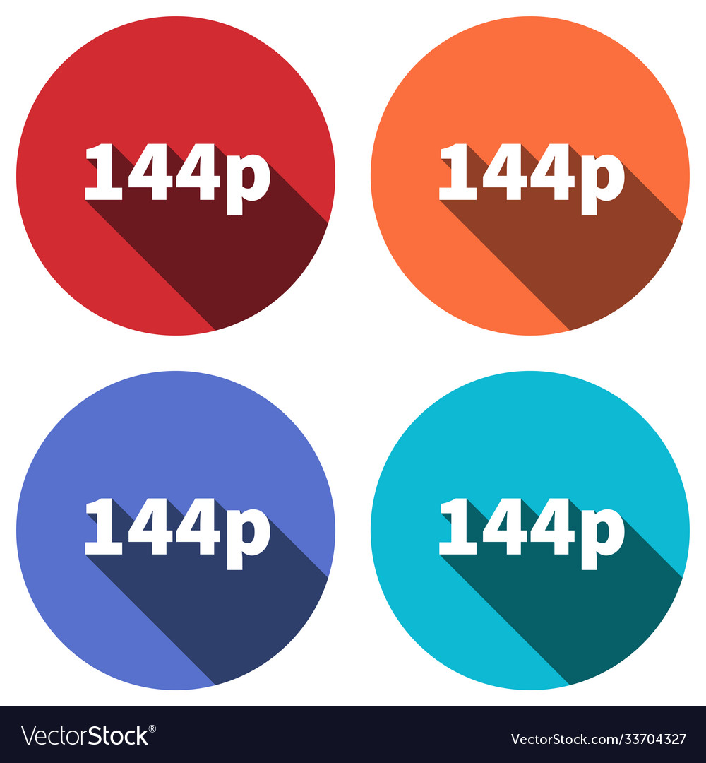 144p Resolution Icon With Long Shadow For Web Vector Image