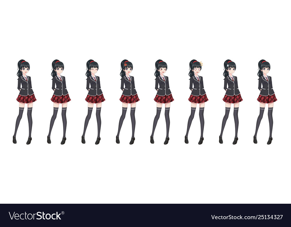 Premium Vector  Cute anime manga girl wearing school uniform