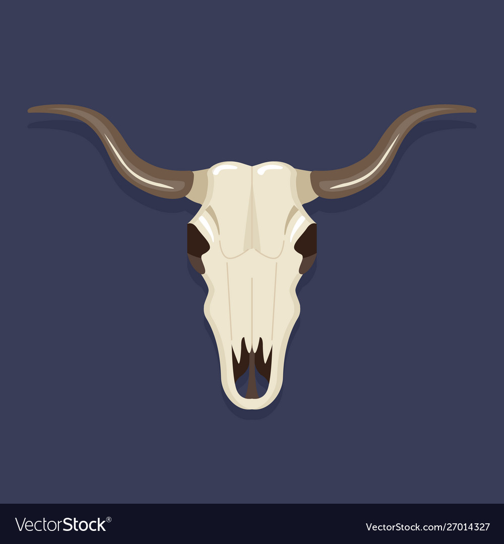 Buffalo skull on a black background symbol