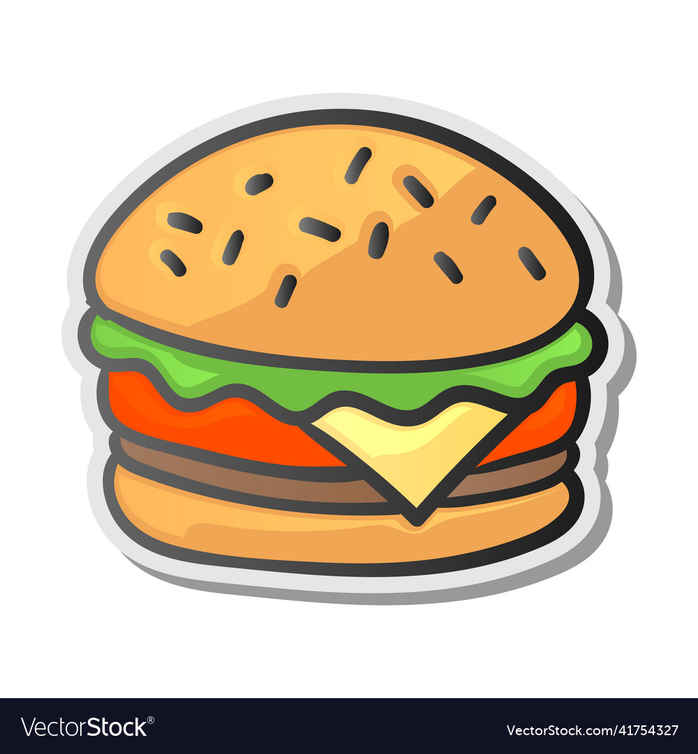 Burger sticker isolated background graphic Vector Image