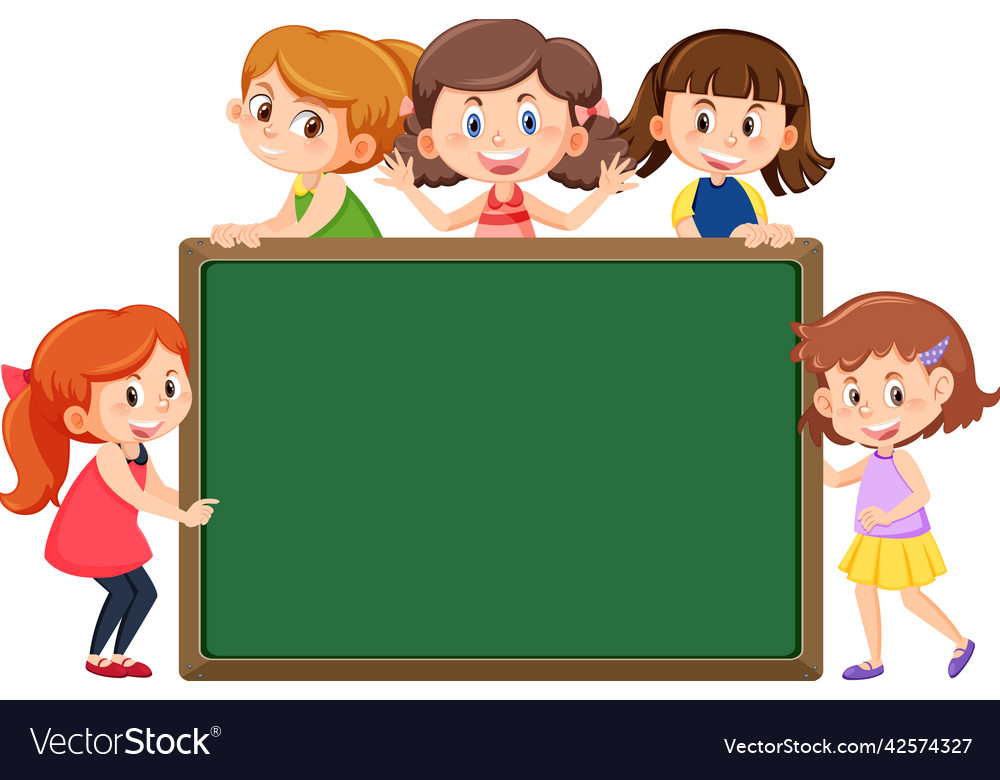 Cute children with empty chalkboard isolated Vector Image