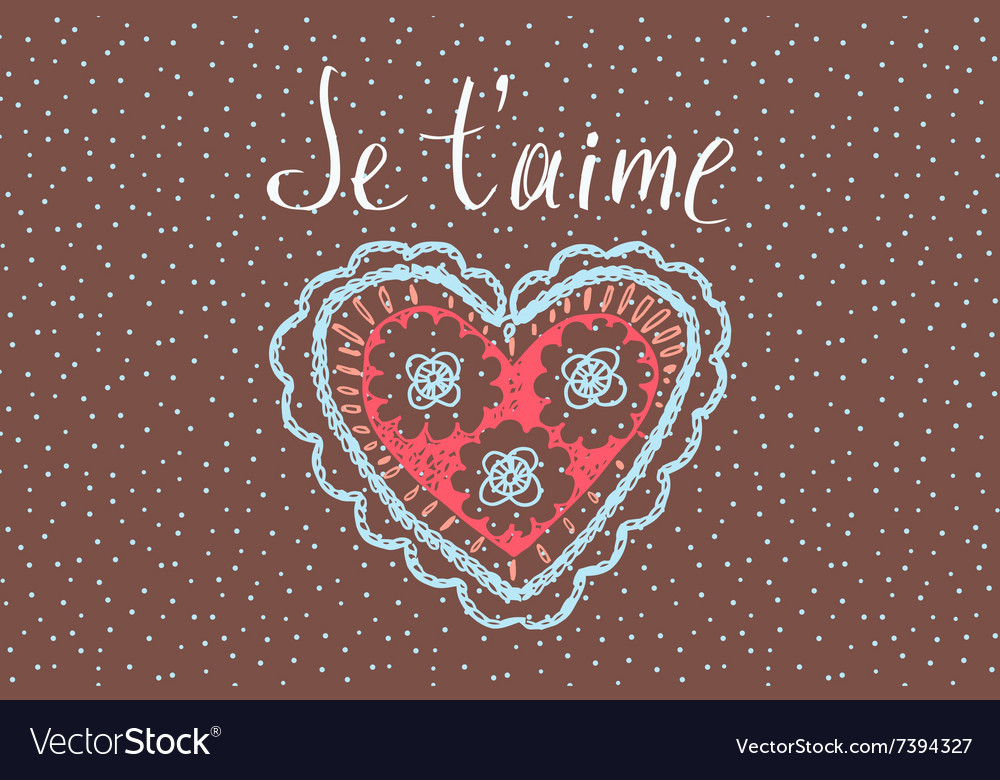 Declaration of love in french openwork heart