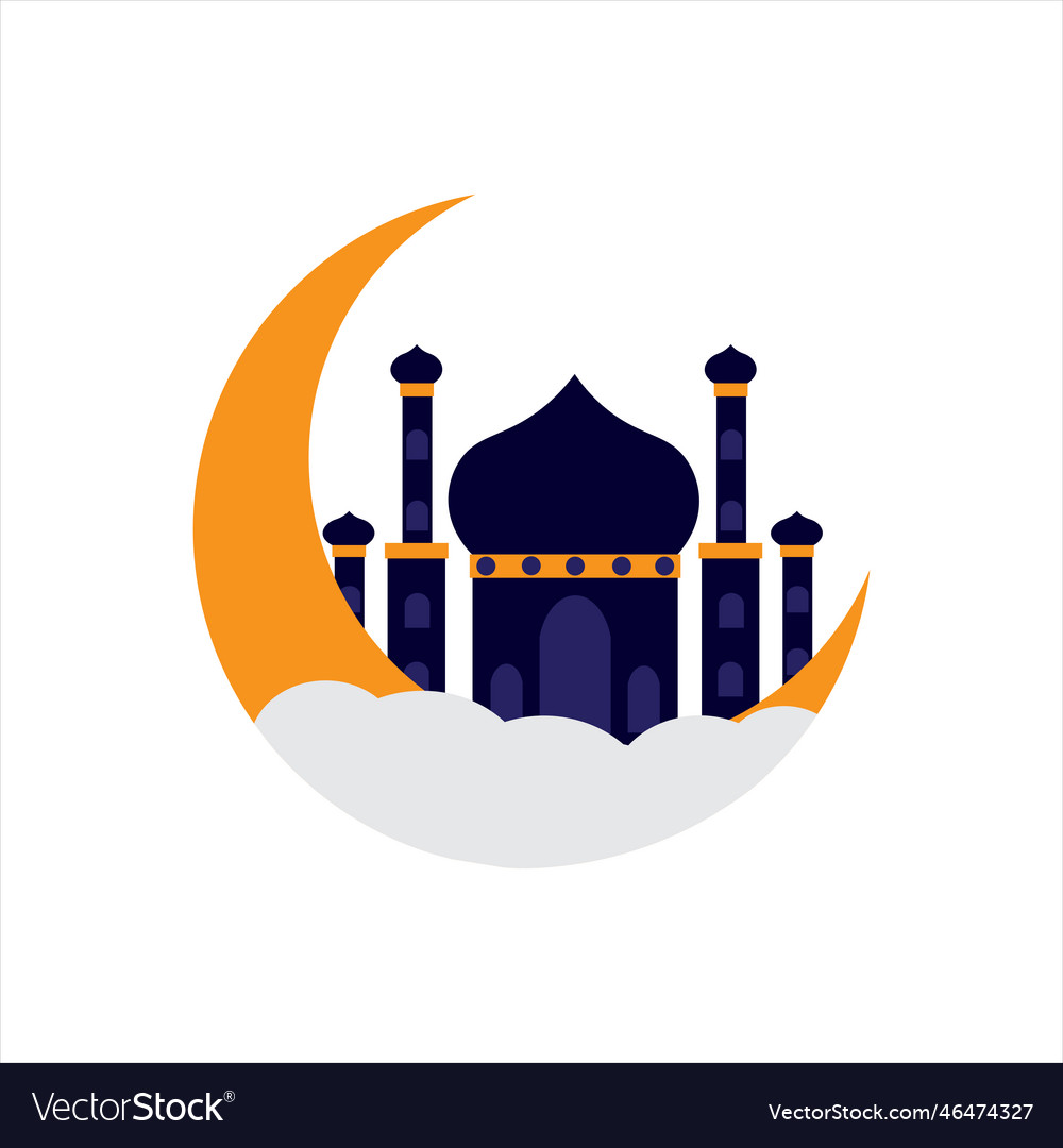 Mosque above the moon Royalty Free Vector Image