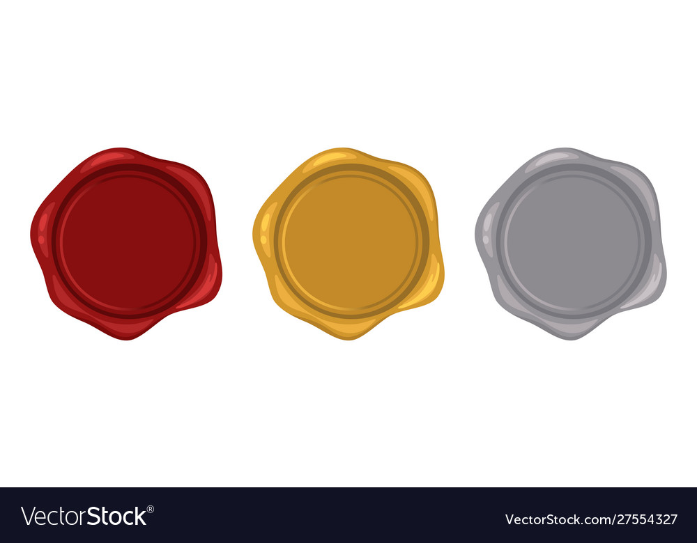 Red gold silver wax stamps Royalty Free Vector Image