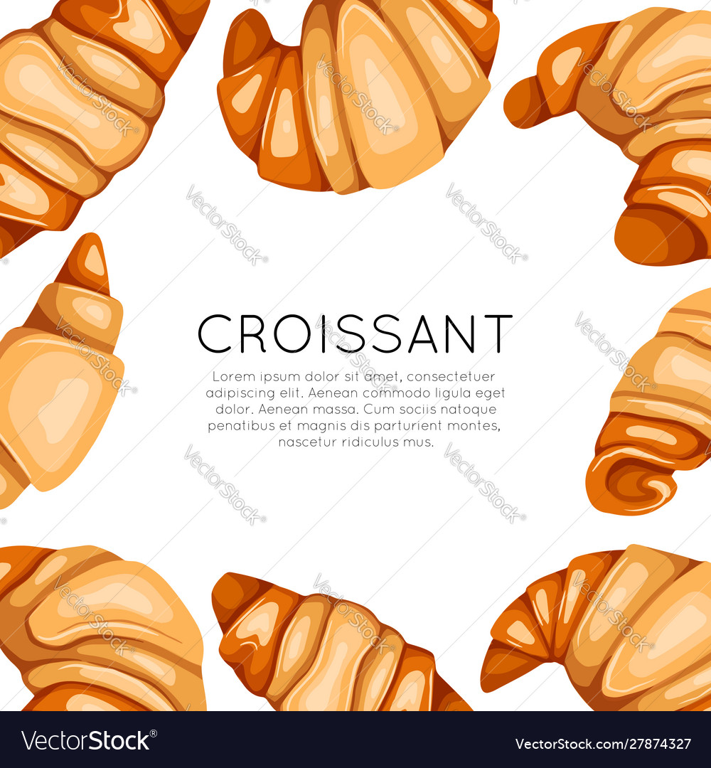 Square card with cartoon croissants and place