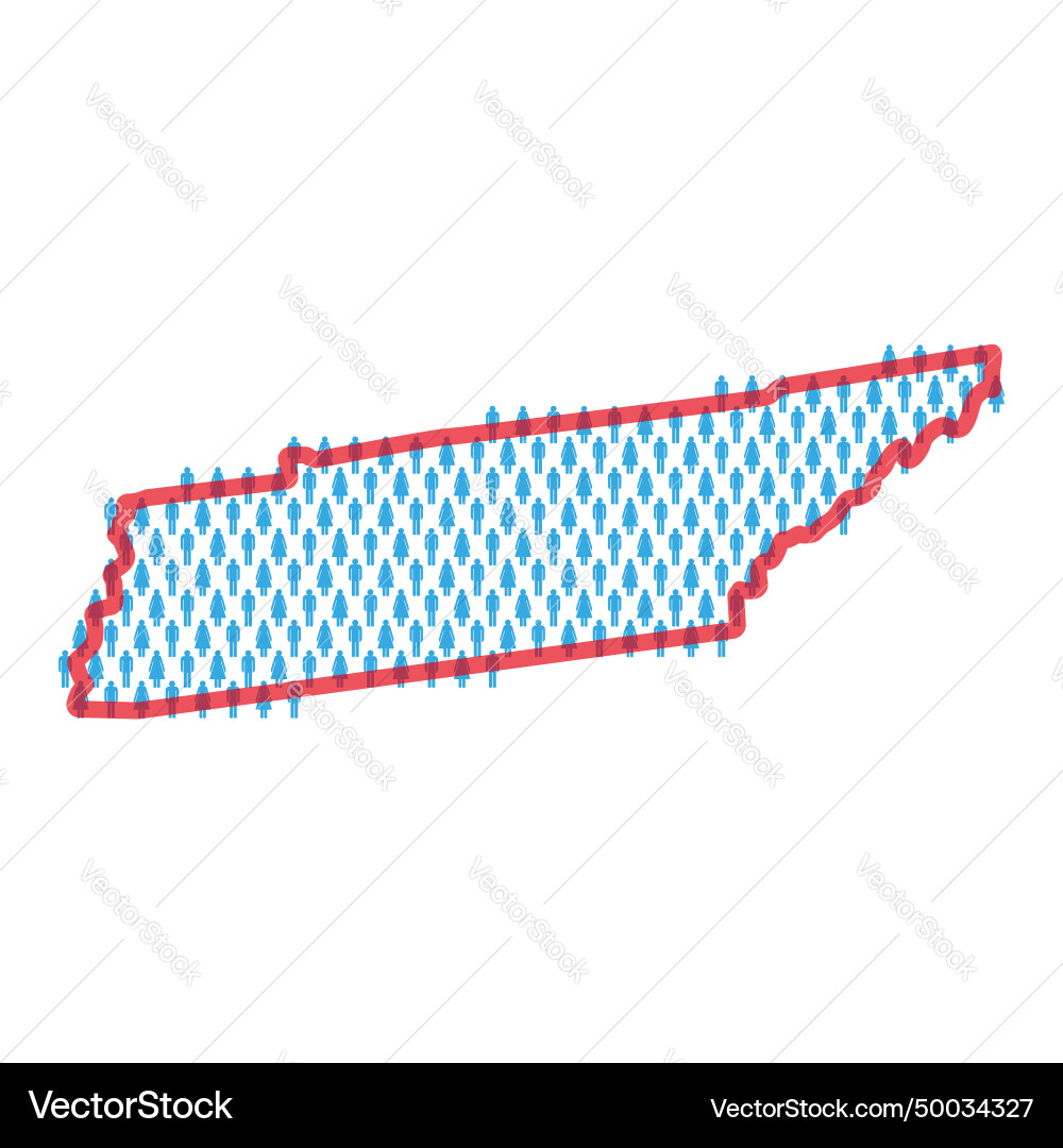 Tennessee population map stick figures people Vector Image