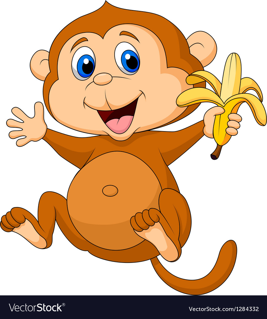 Two Cartoon Monkeys With Bananas