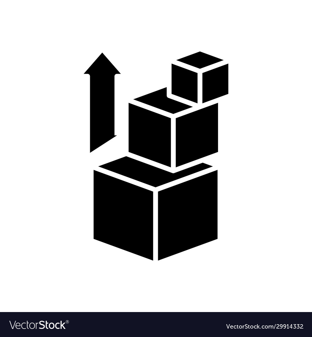 Growing boxes black icon concept