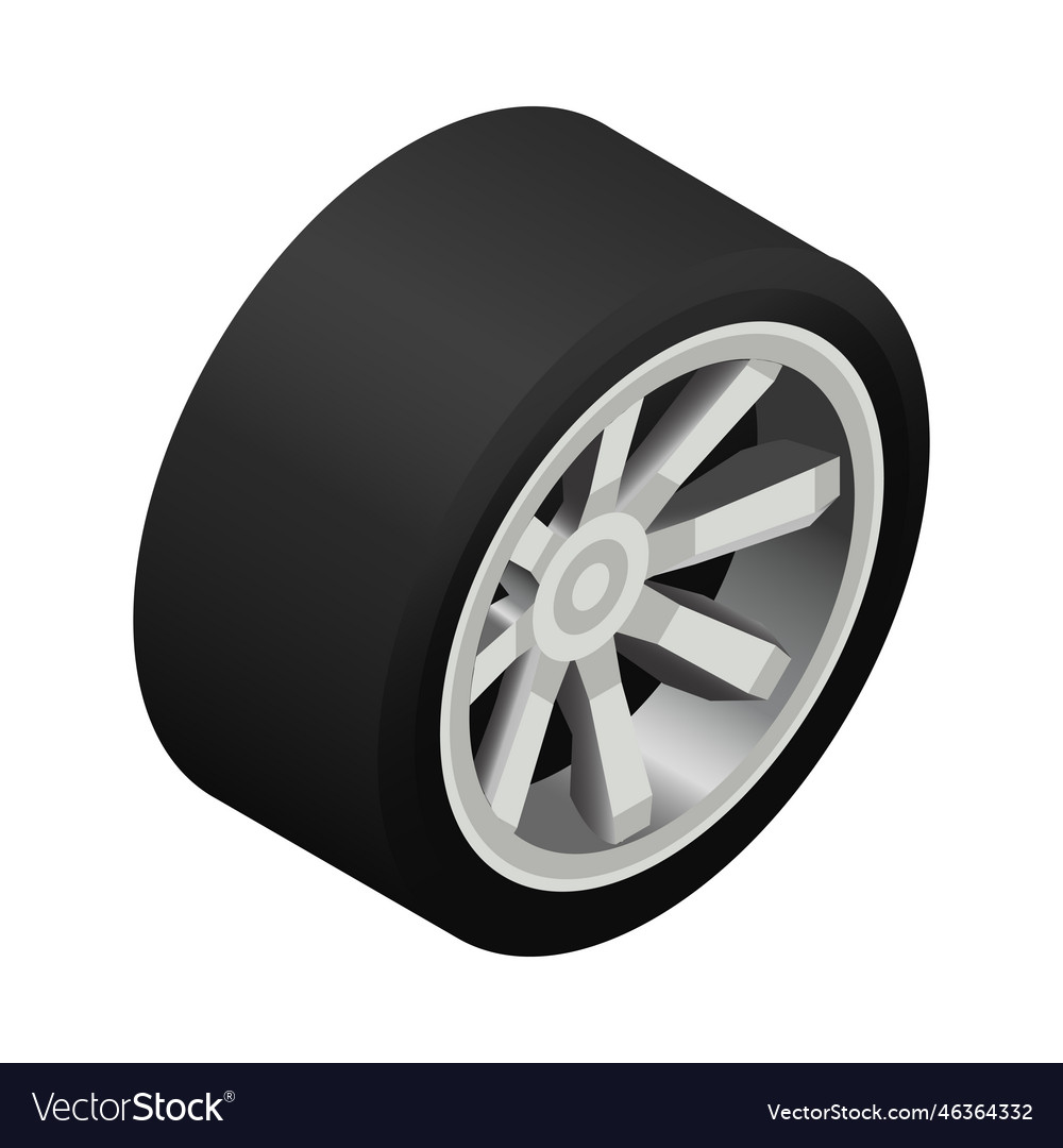 Isometric car wheel composition Royalty Free Vector Image