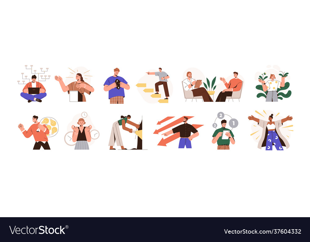 Mbti person types set different mindsets Vector Image