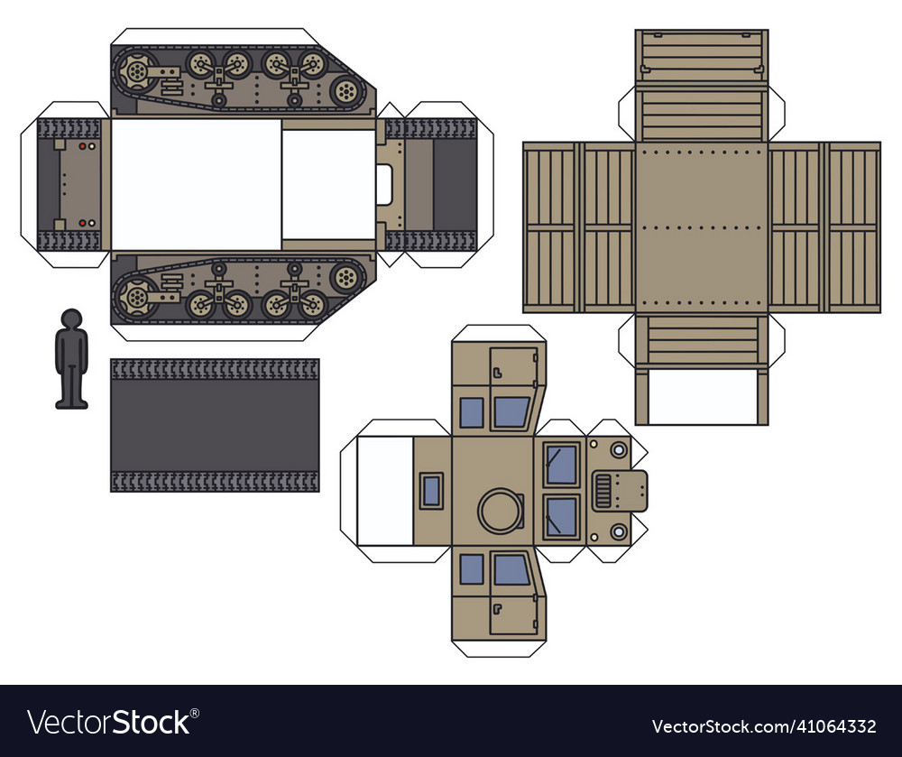 Paper model of a vintage artillery tractor Vector Image