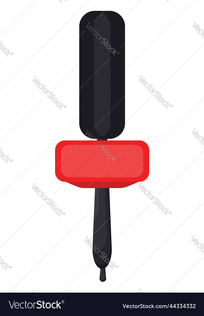 Red and black microphone on a white background