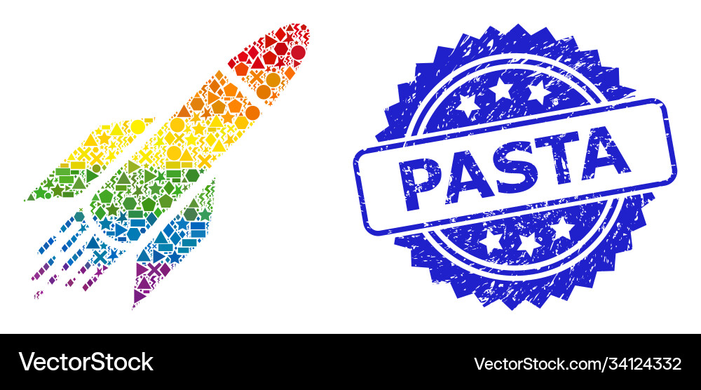 Rubber pasta stamp seal and spectrum geometric Vector Image