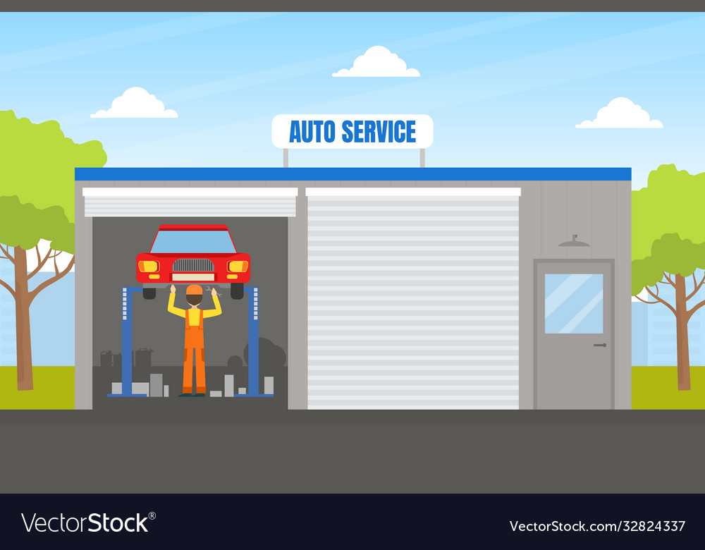 Auto repair service mechanic character