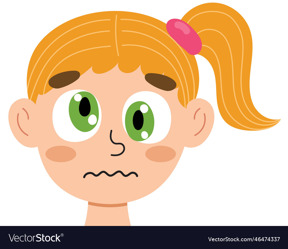 Cartoon scared girl face emotion Royalty Free Vector Image