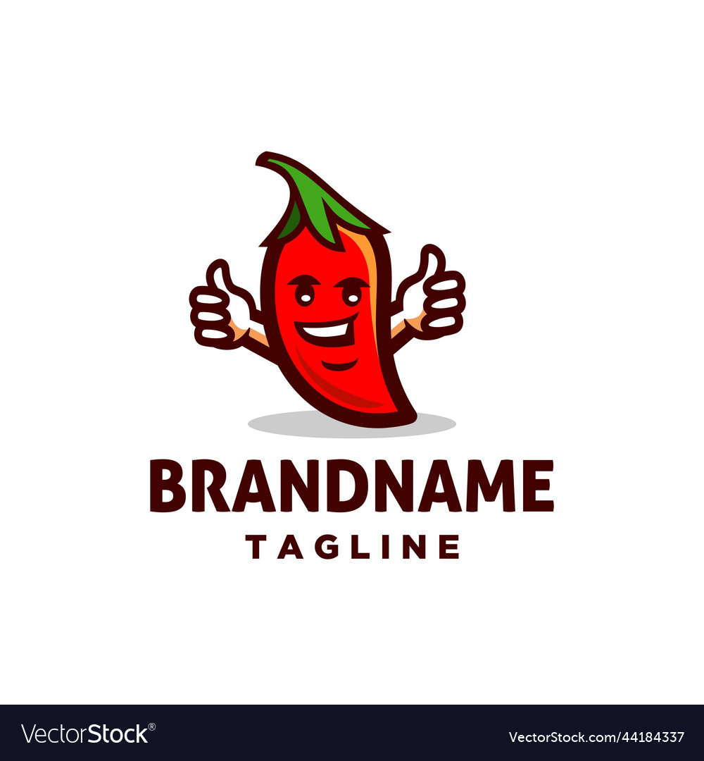 Cute red chili cartoon character logo design