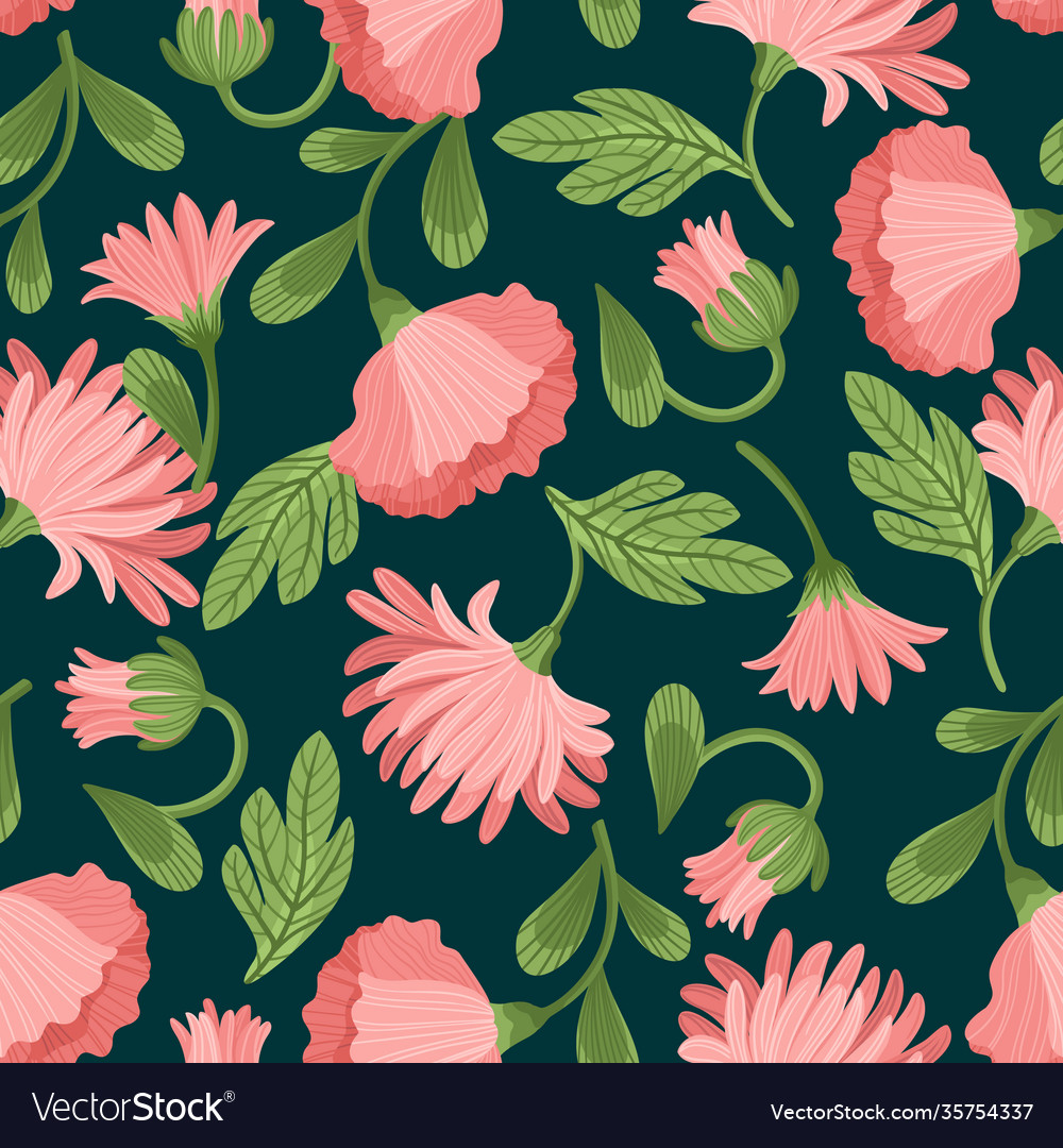 Floral abstract seamless pattern design Royalty Free Vector