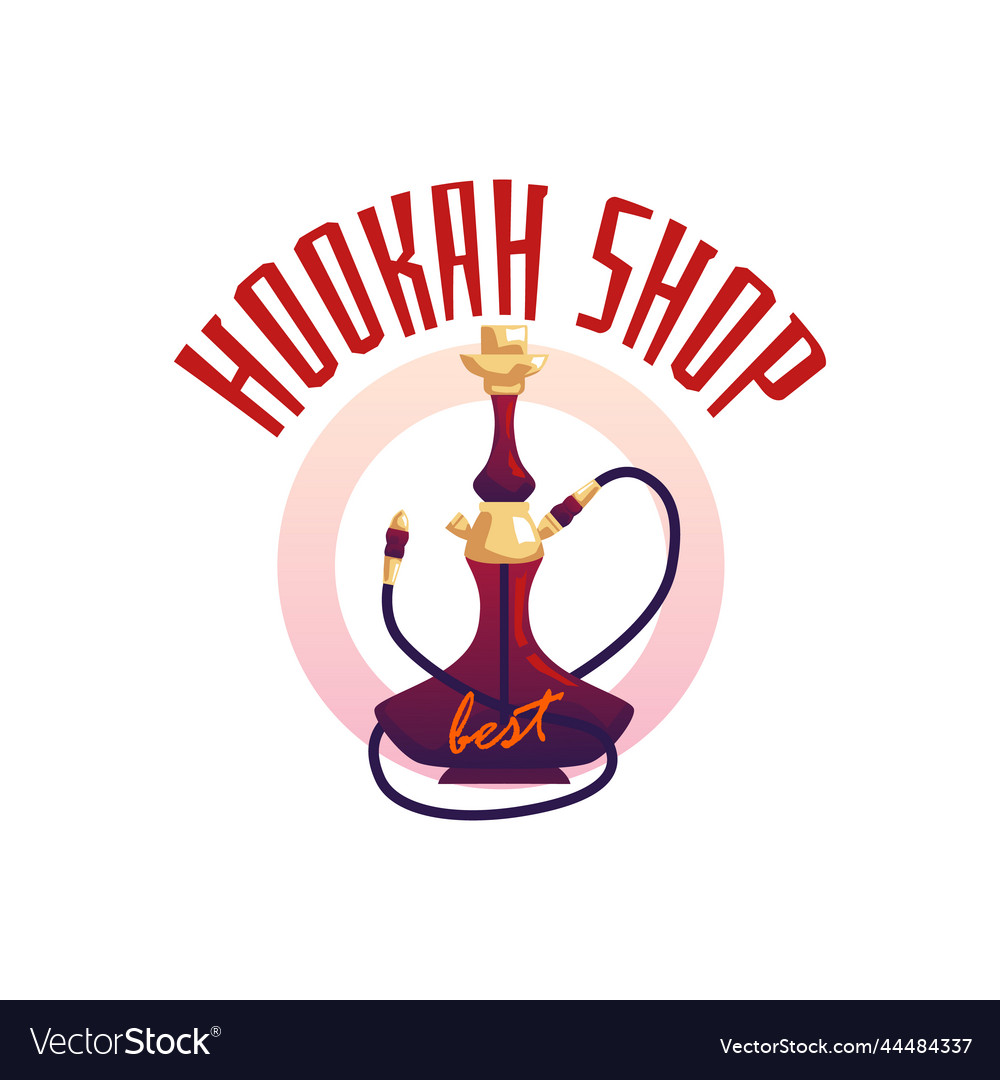 Hookah shop logo or icon flat Royalty Free Vector Image