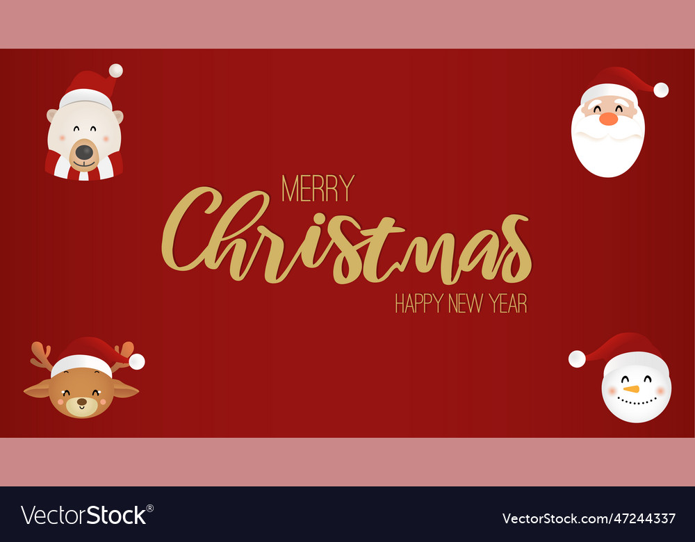 Merry christmas and happy new year cute face Vector Image