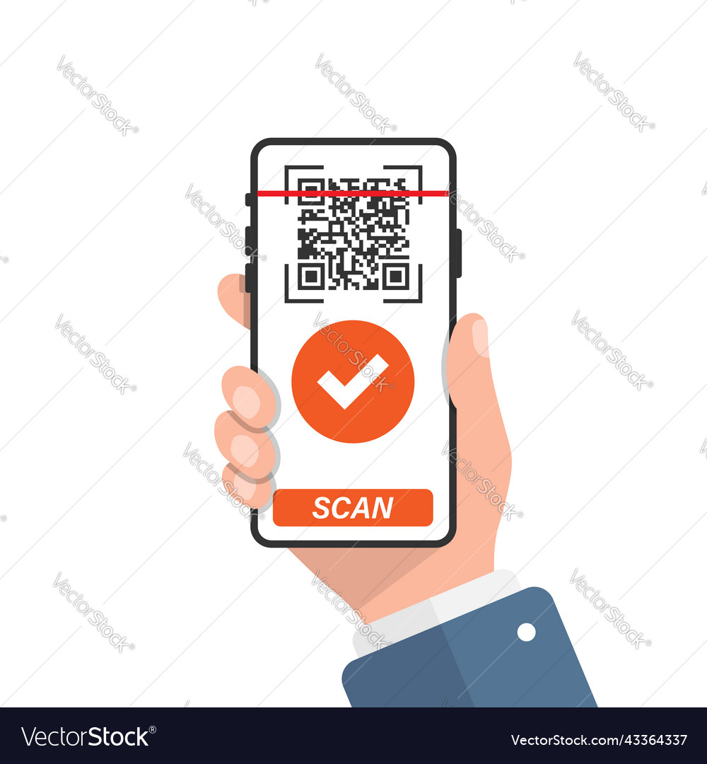 Qr code scan in flat style mobile phone scanning