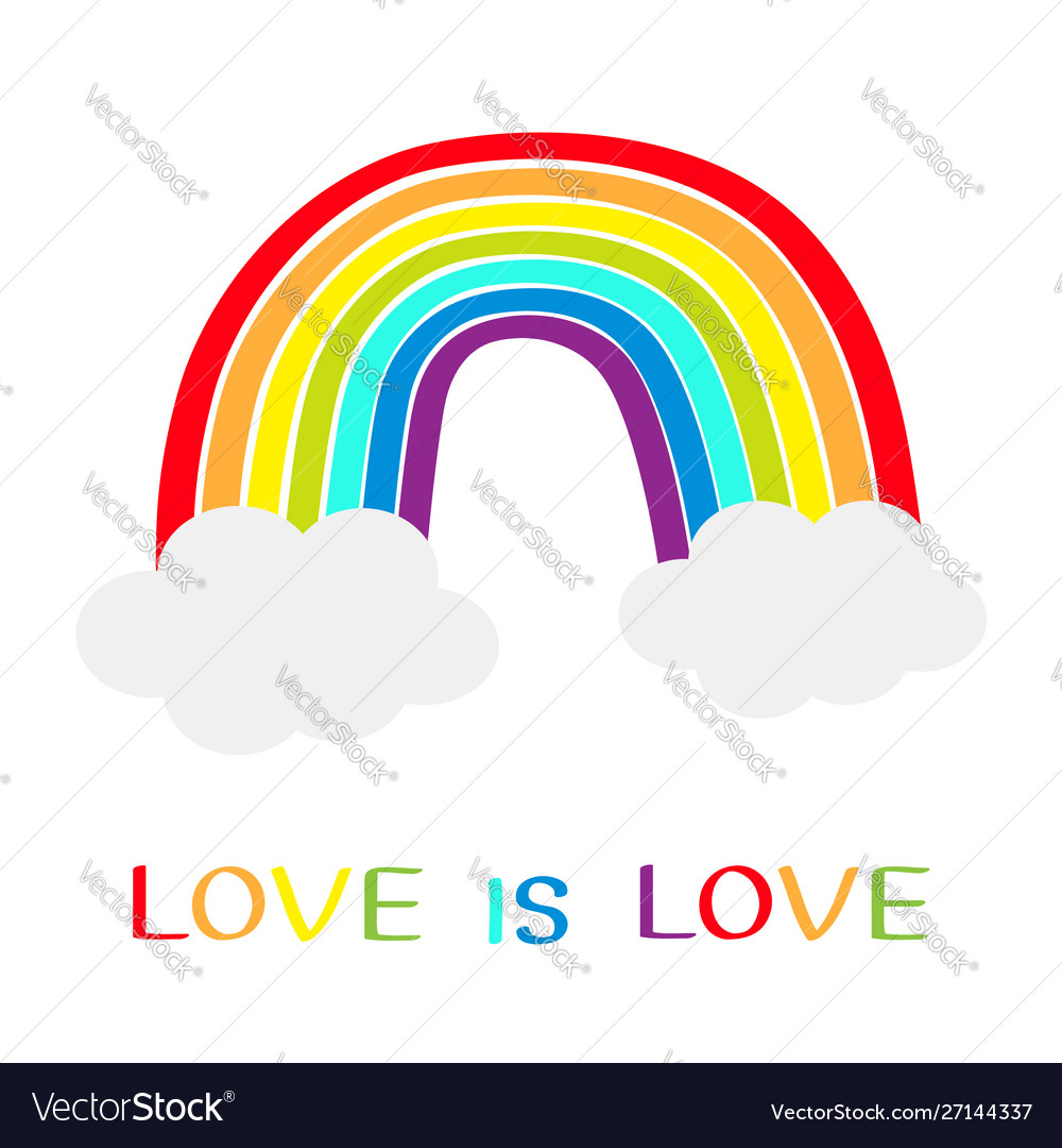 Rainbow icon two clouds in sky colorful line Vector Image