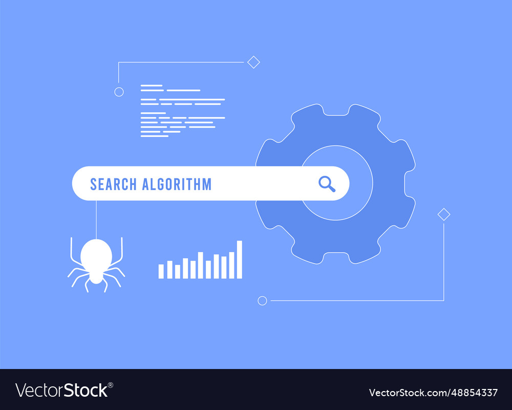 Searching algorithms concept changing search Vector Image