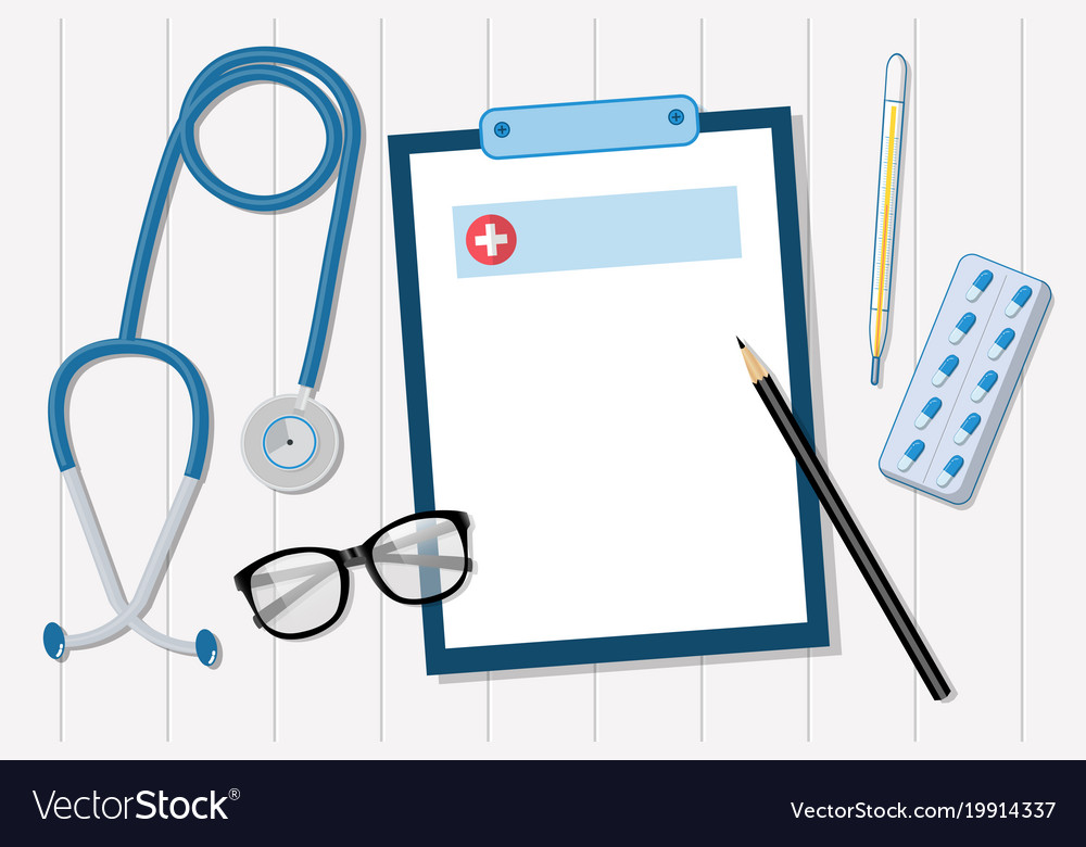 Stethoscope on a white table of the doctors