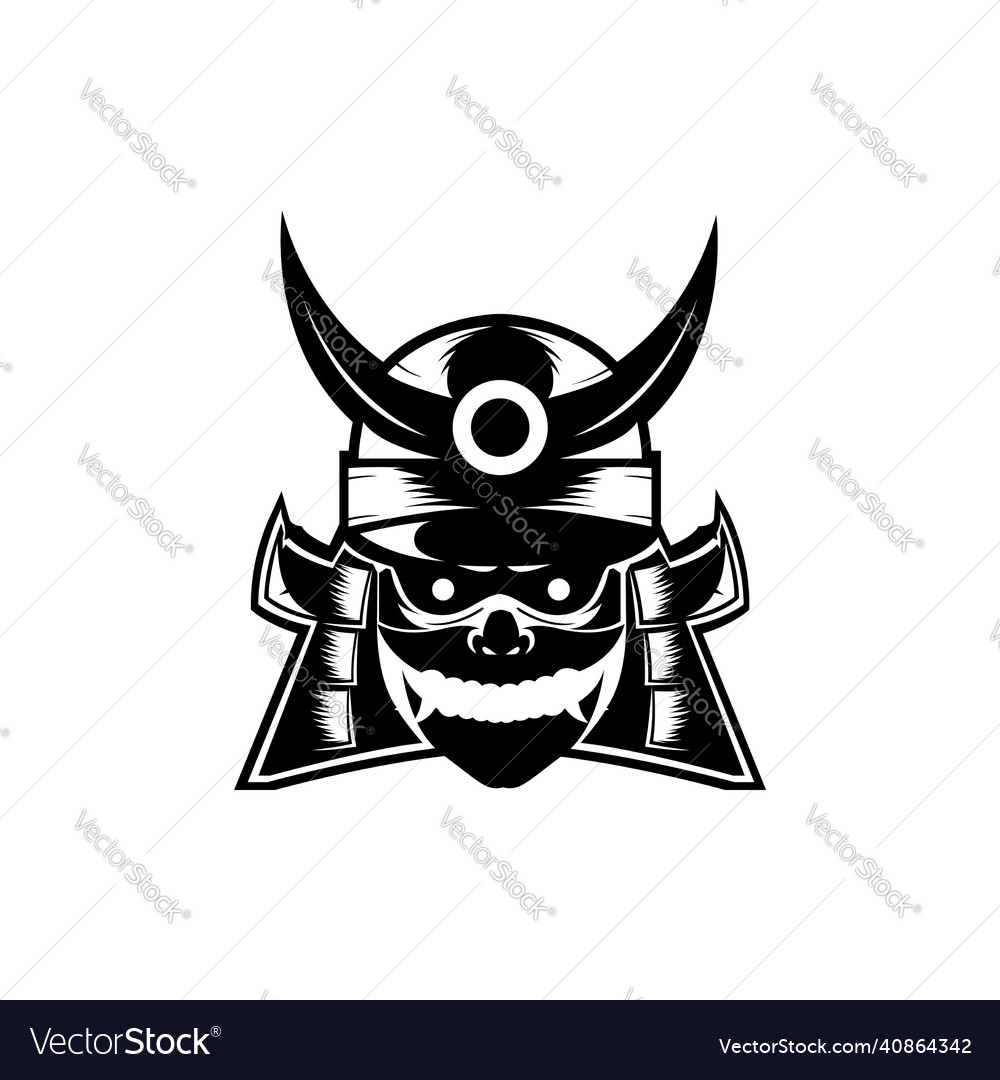 Black mask shogun samurai logo design graphic Vector Image