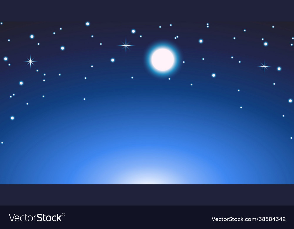 Night sky with star and full moon