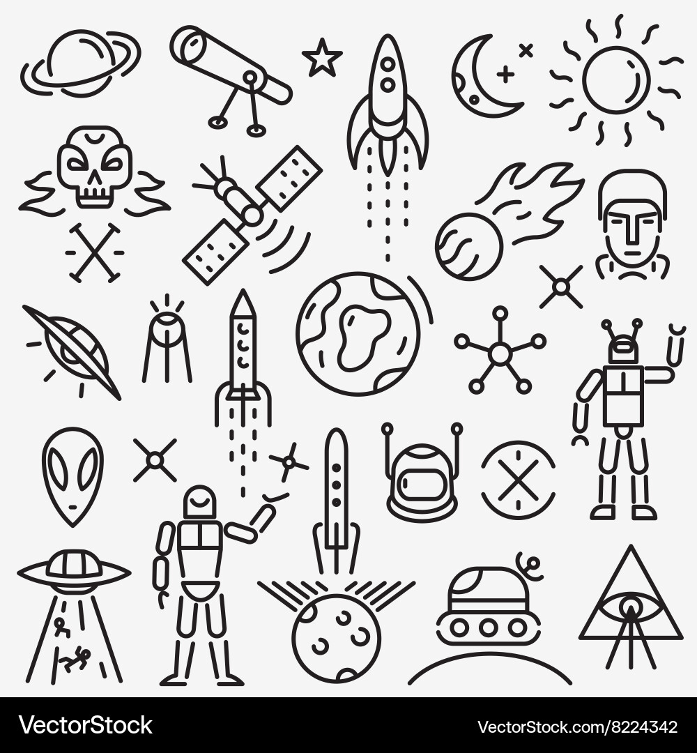 Space icons set Royalty Free Vector Image - VectorStock