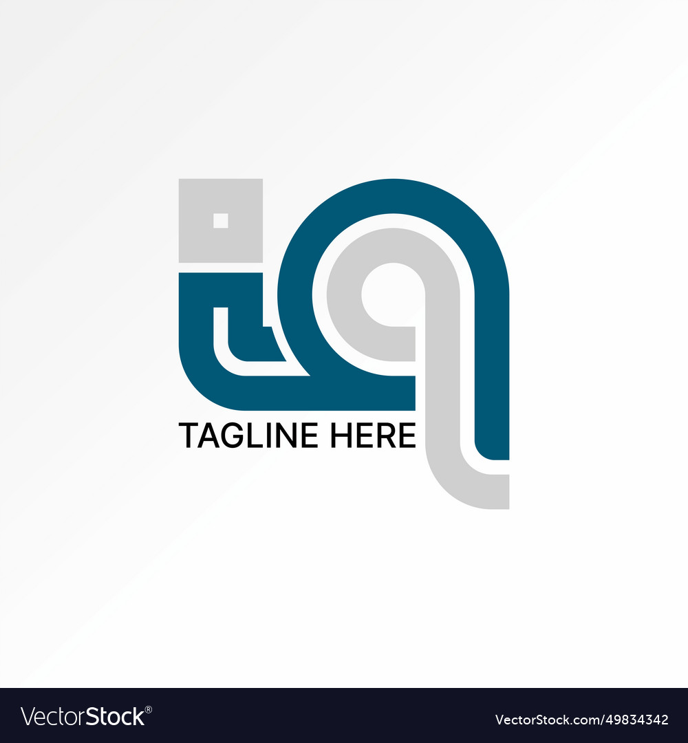 Unique initial letter iq font double two lines Vector Image