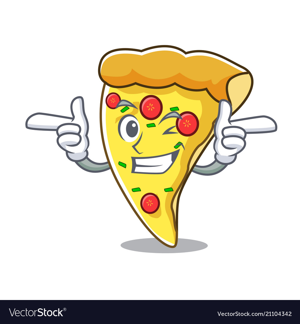 Wink pizza slice character cartoon Royalty Free Vector Image