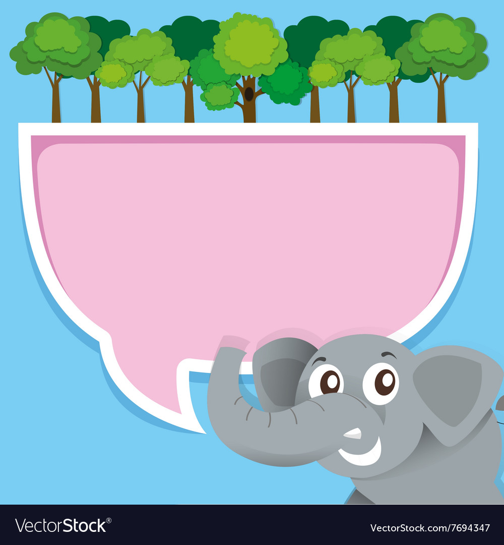 Border design with elephant and jungle Royalty Free Vector