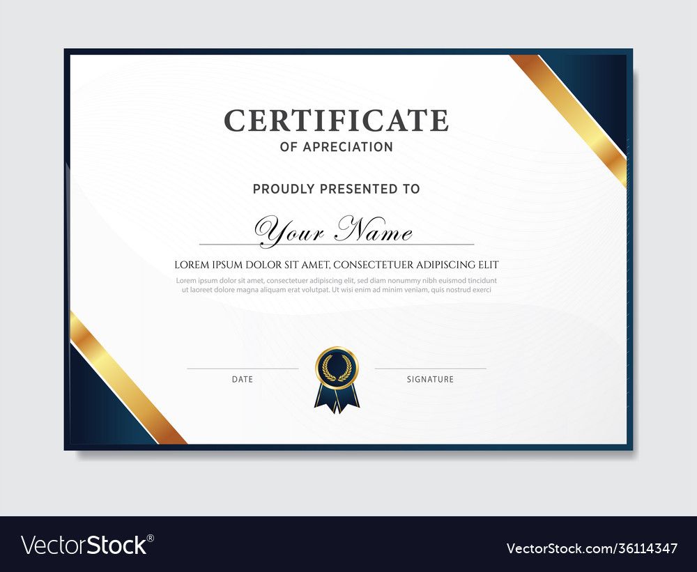 Creative certificate appreciation award Royalty Free Vector