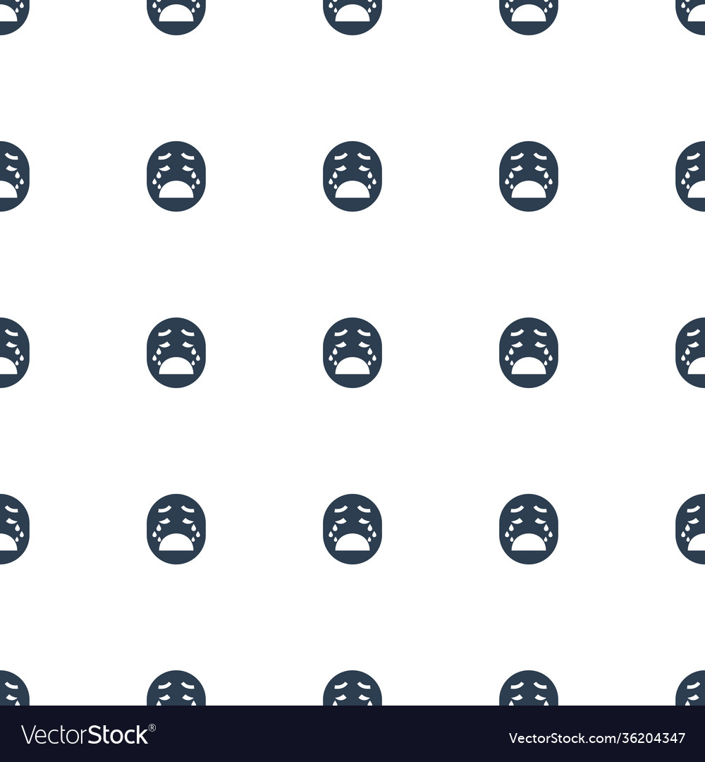 Crying emoji icon pattern seamless white