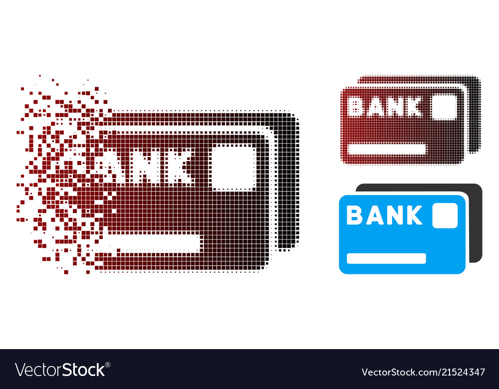 Dust pixel halftone bank cards icon