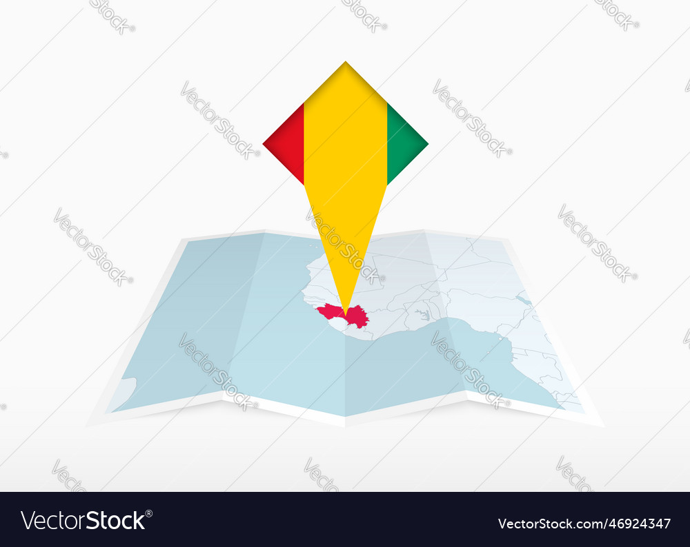 Guinea ist auf einer gefalteten Papierkarte dargestellt