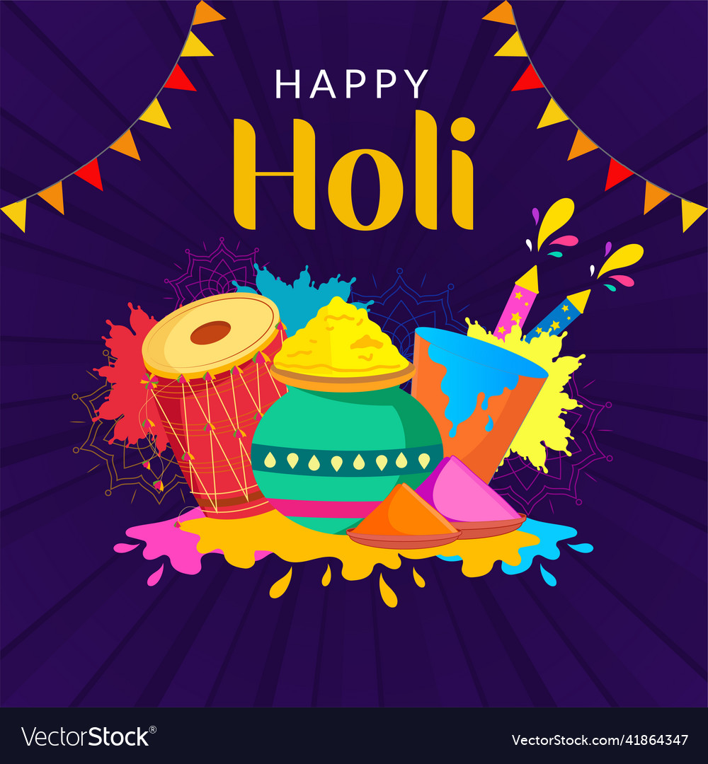 Happy holi banner design Royalty Free Vector Image