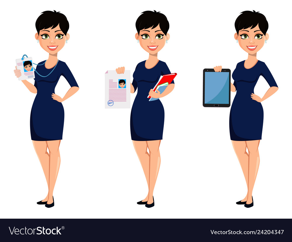 Happy modern business woman with short haircut Vector Image