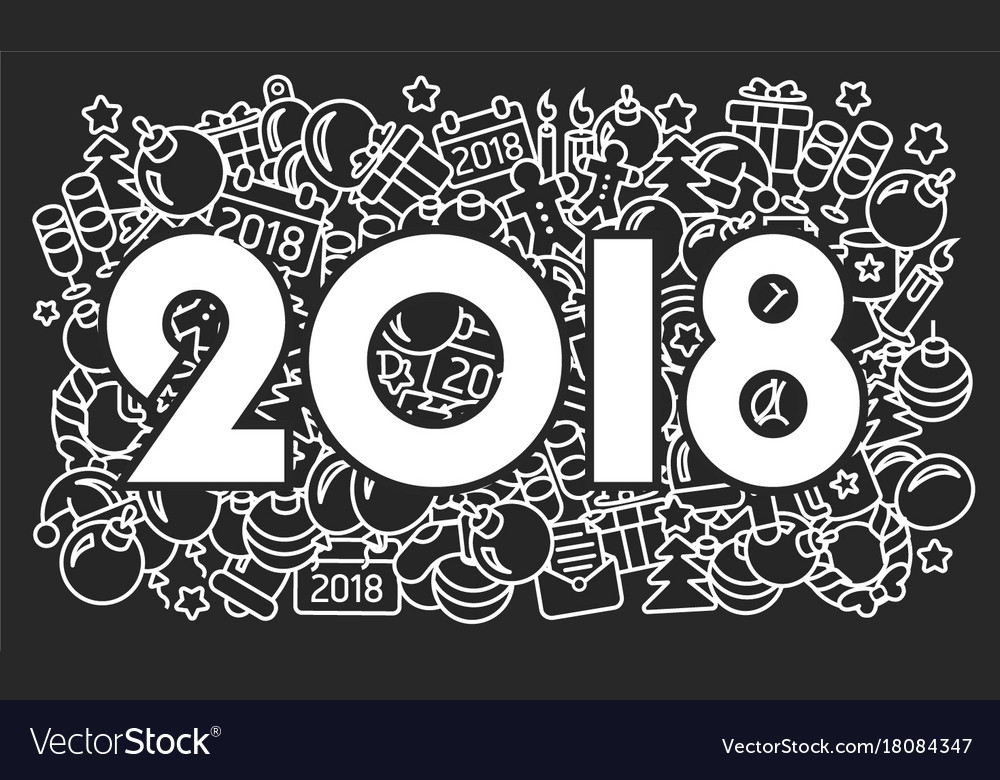 Neues Jahr 2018 Linien abstrakte Icons